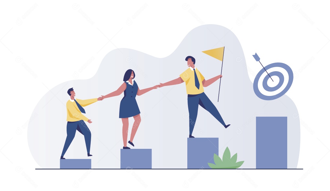 Empresários Subindo Degraus Ilustração Vetor EPS