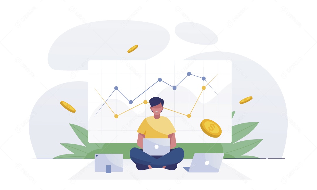 Jovens Investidores Trabalhando Ilustração Vetor EPS