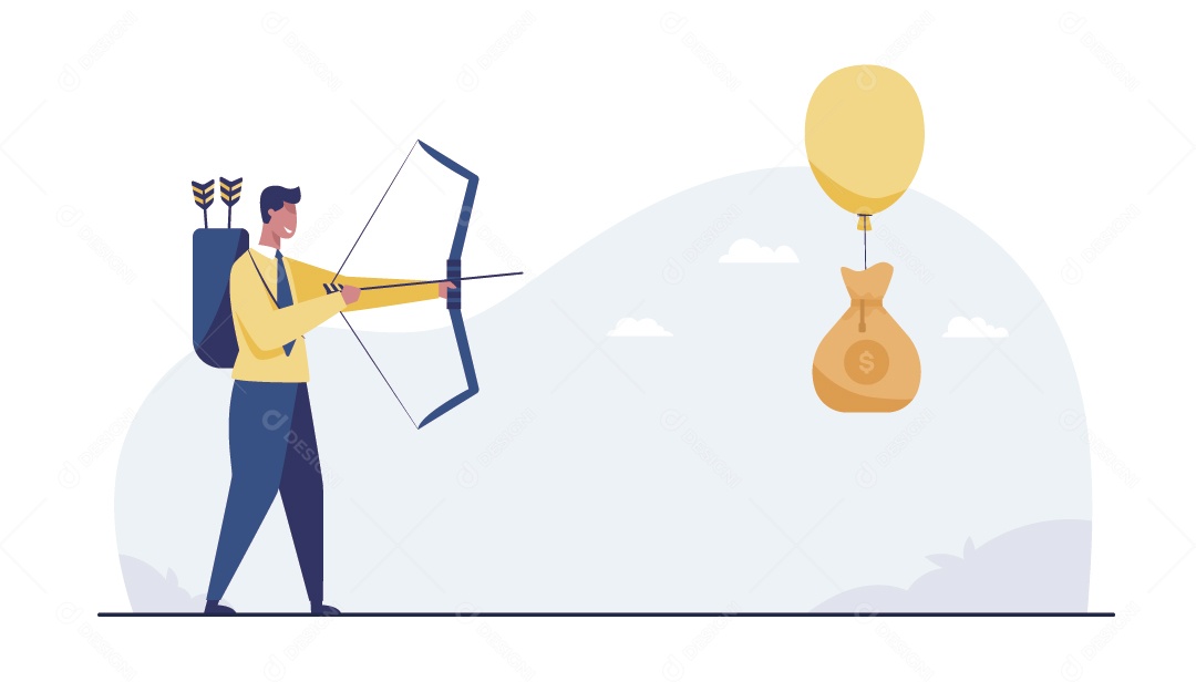 Empresário Com Arco e Flecha Ilustração Vetor EPS