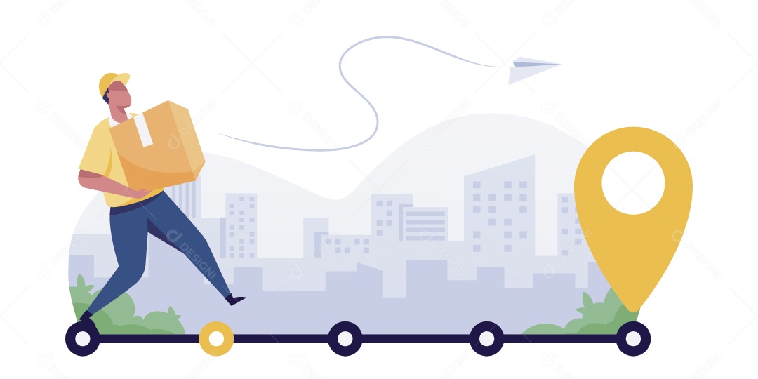 Homem Com Encomenda Ilustração Vetor EPS