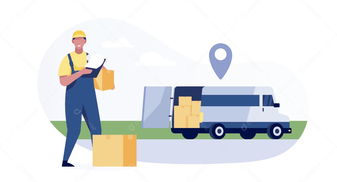 Entregador Ilustração Vetor EPS