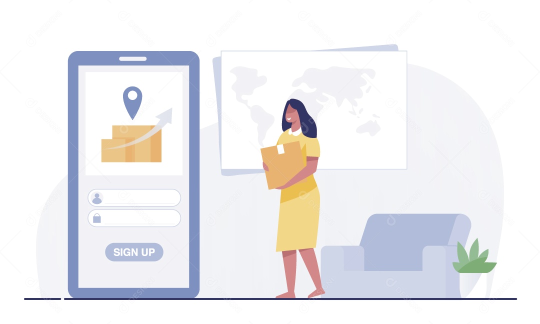 Mulher Segurando Encomenda Ilustração Vetor EPS