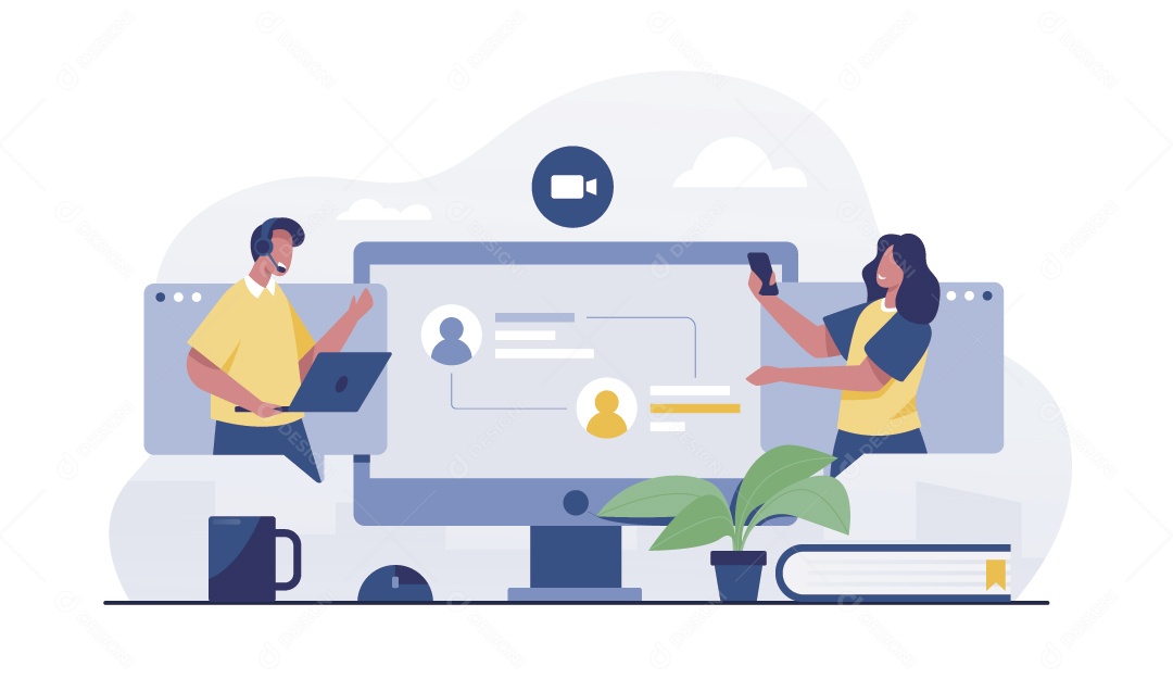 Reunião Virtual Ilustração Vetor EPS