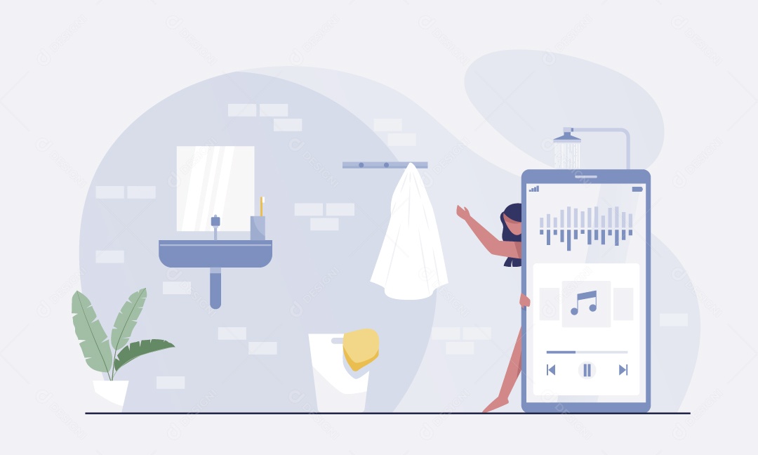 Perlongam Feminina Tomando Banho Vetor EPS