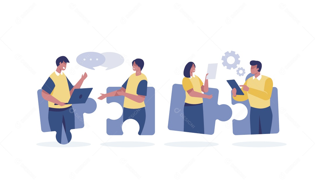 Quebra Cabeça Com Pessoas Ilustração Vetor EPS