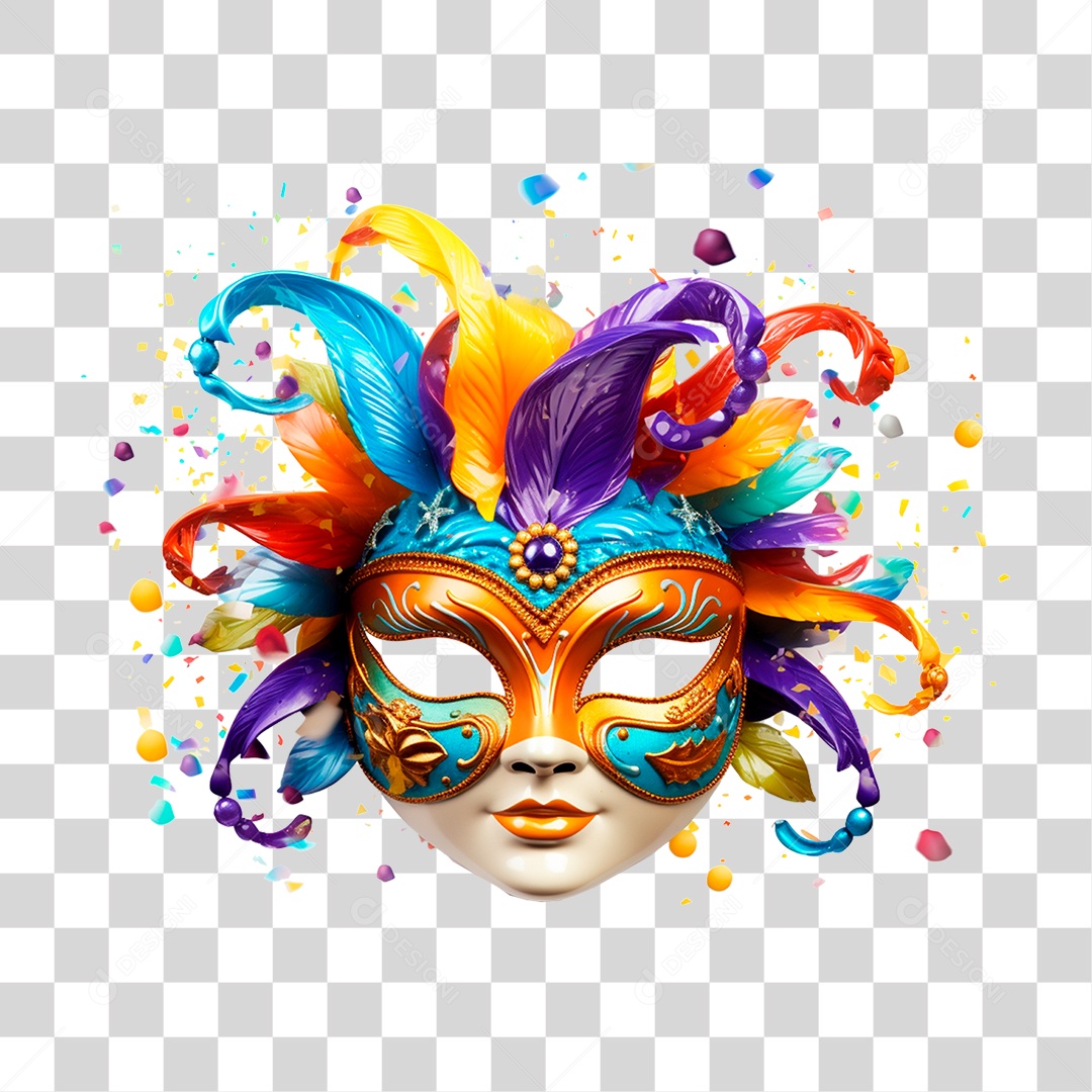 Elemento 3D Mascara de Carnaval PNG Transparente