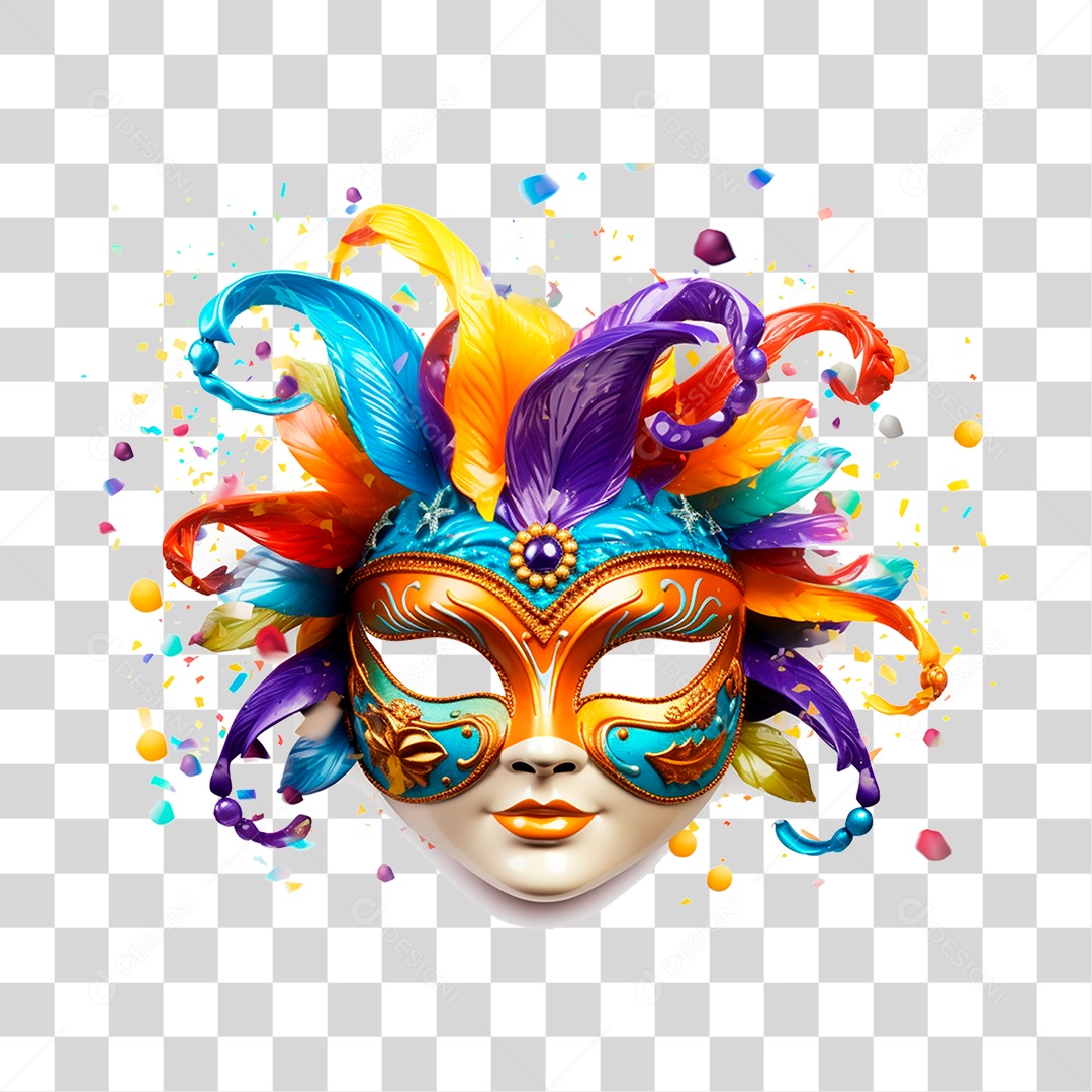 Elemento 3D Mascara de Carnaval PNG Transparente