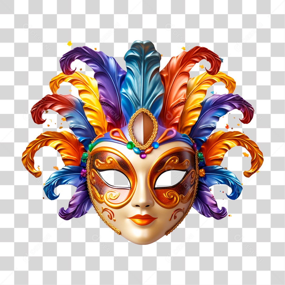 Elemento 3D Mascara de Carnaval PNG Transparente