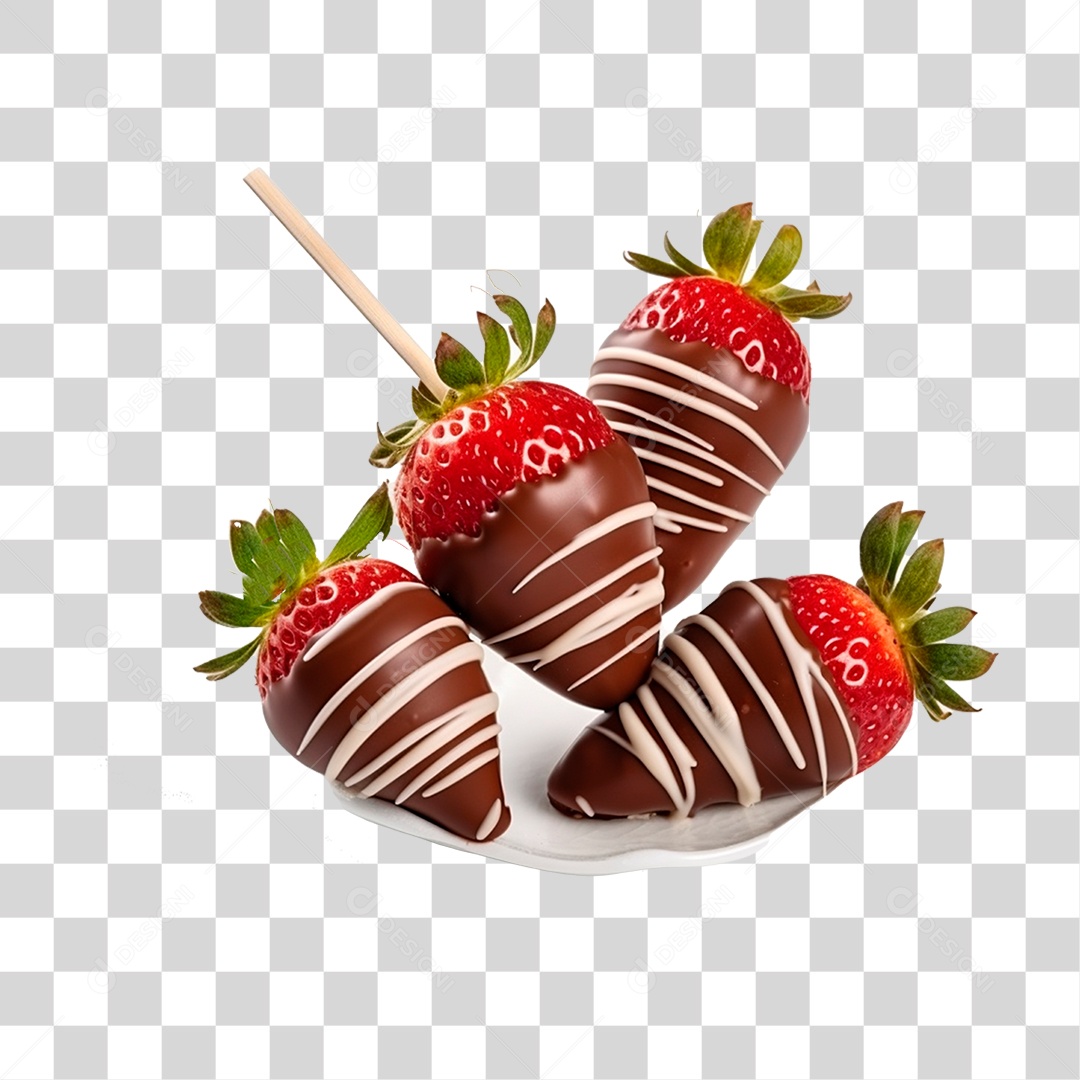 Morango com Chocolate PNG Transparente