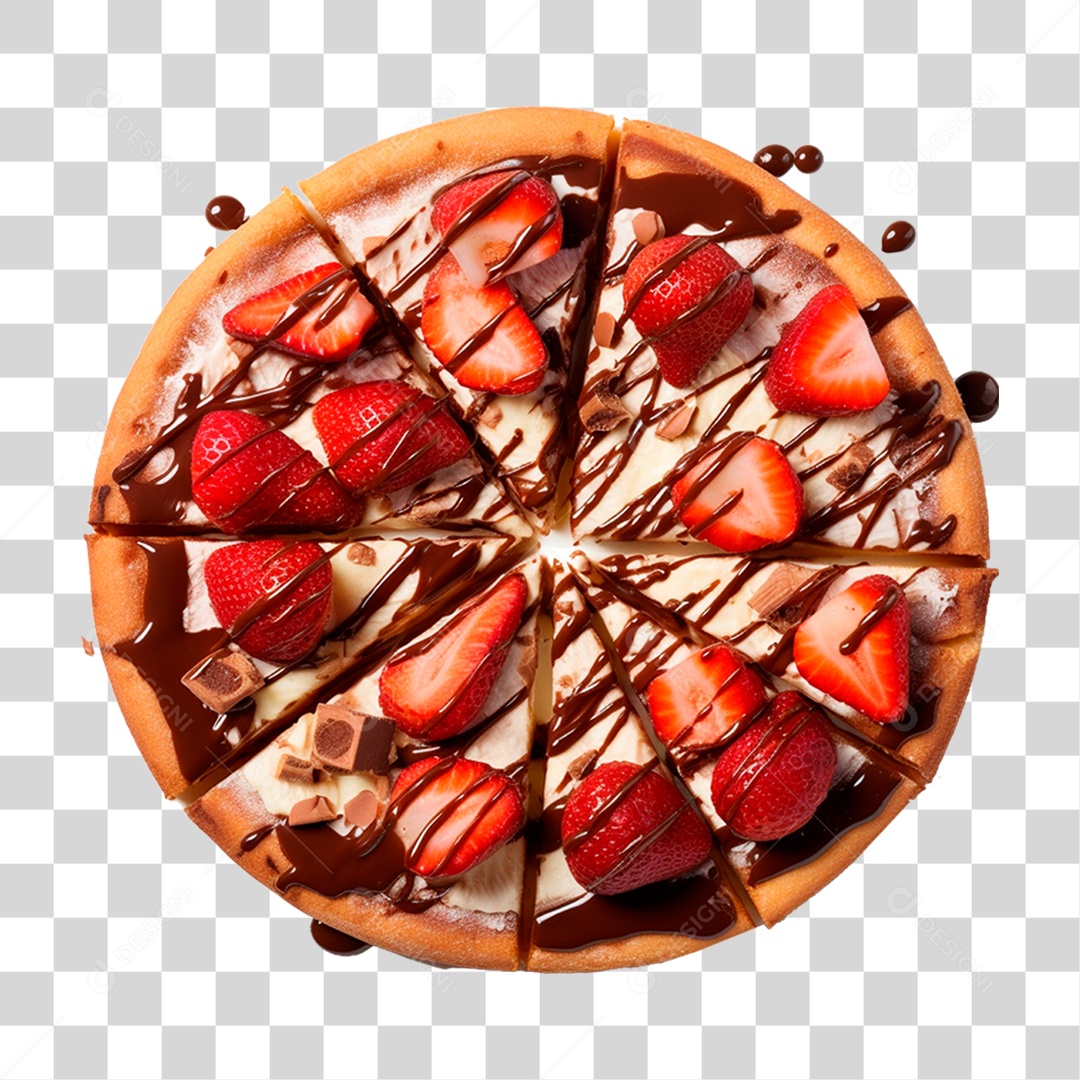 Pizza de Morango com Chocolate PNG Transparente