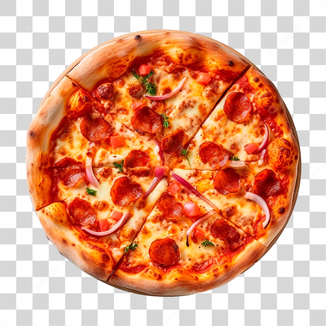 Elemento 3D Pizza de Calabresa PNG Transparente