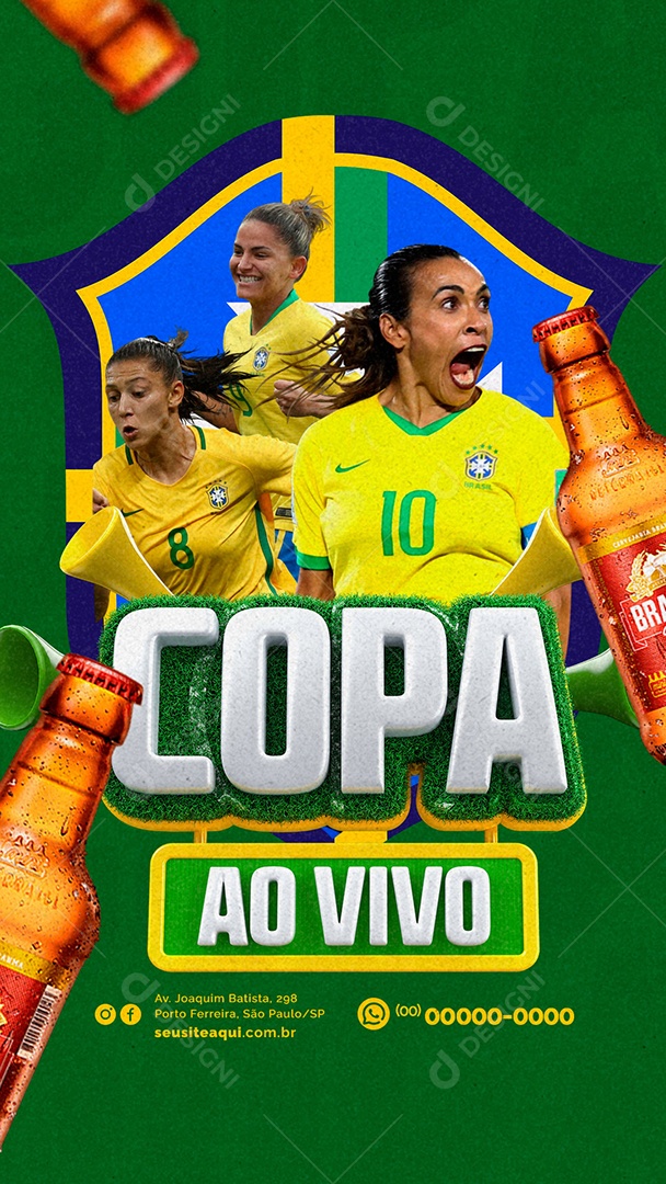 Story Copa Ao Vivo Futebol Cervejaria Brahma Social Media PSD Editável