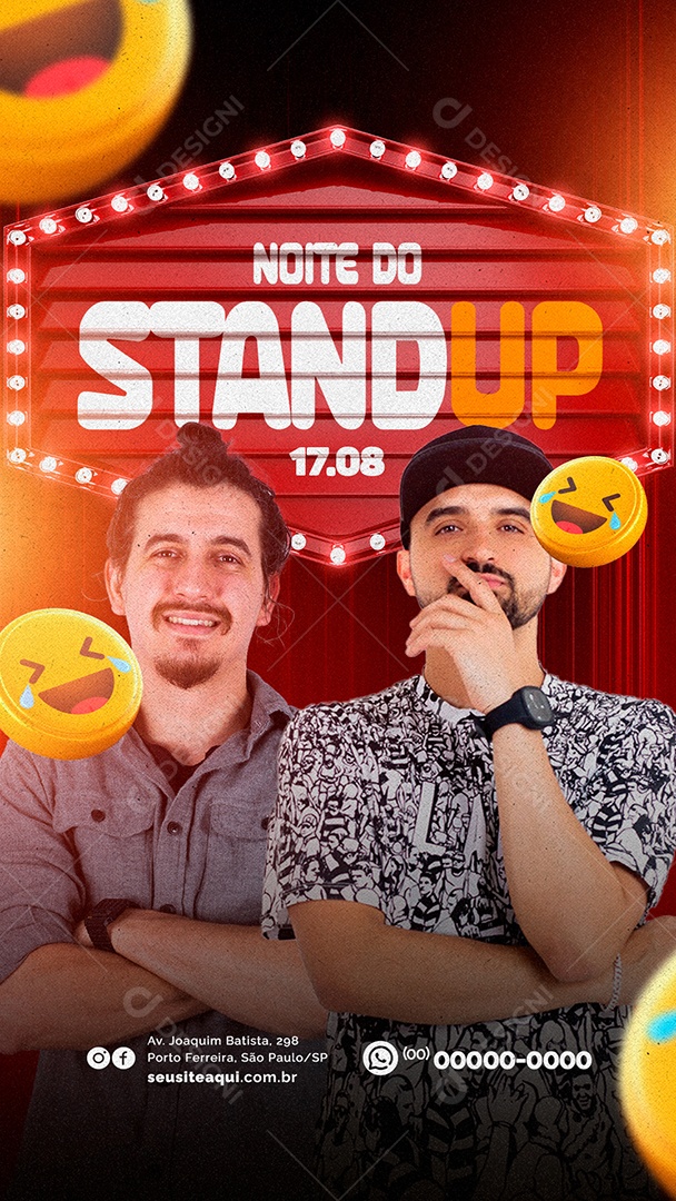 Story Noite Do Stand Up Thiago Ventura e Alfonso Padilha Social Media PSD Editável