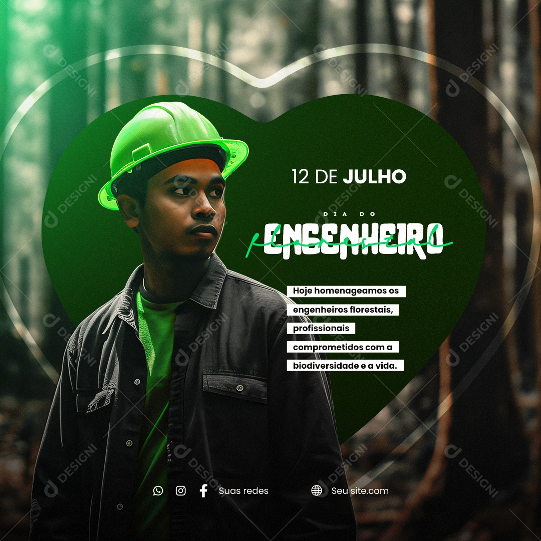 Comprometidos Com A Biodiversidade E A Vida Dia Do Engenheiro Florestal Social Media PSD Editável