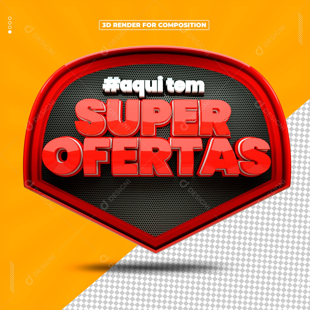 Selo 3D Super Ofertas  Composição PSD