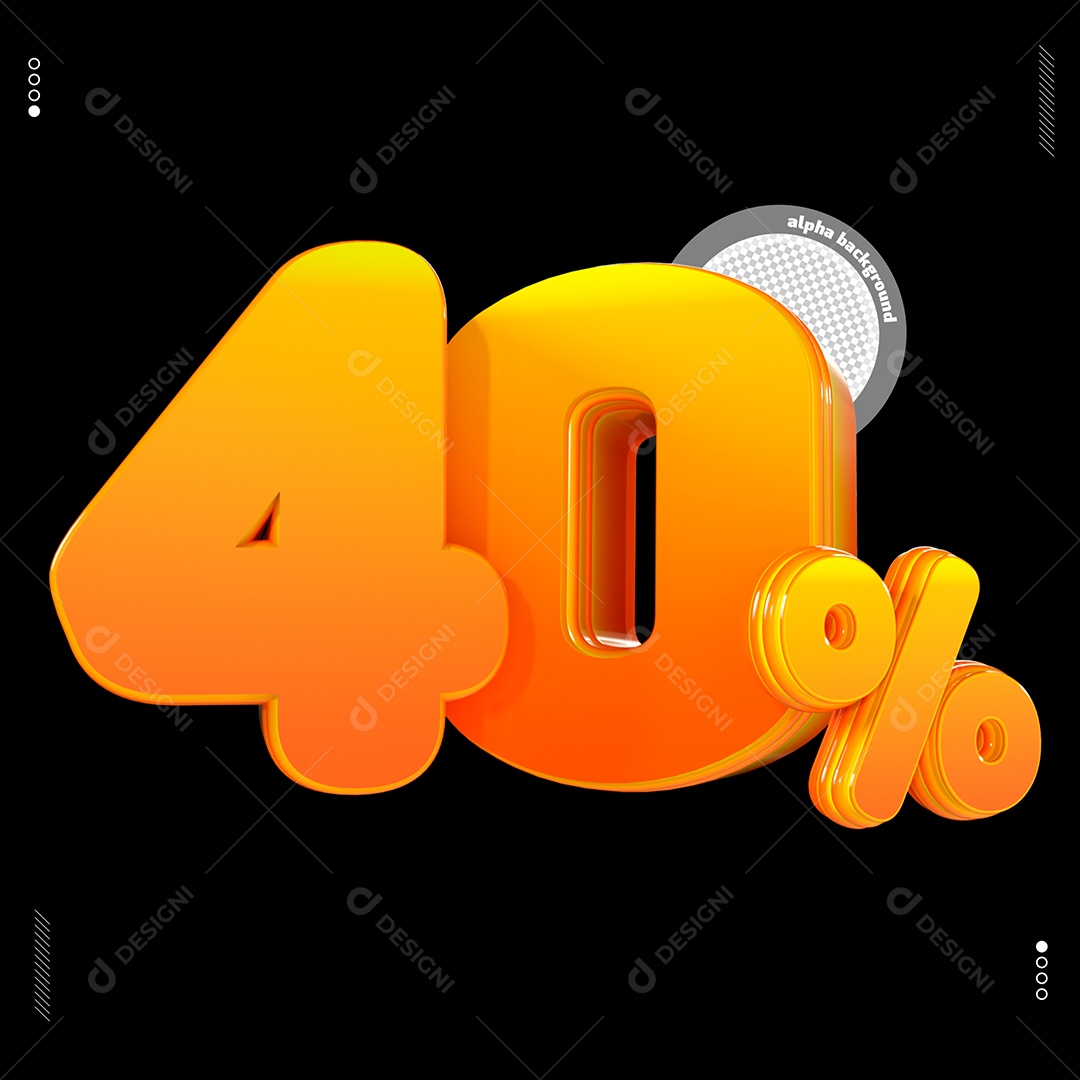 Número 40%  Dourado Elemento Para Composição PSD