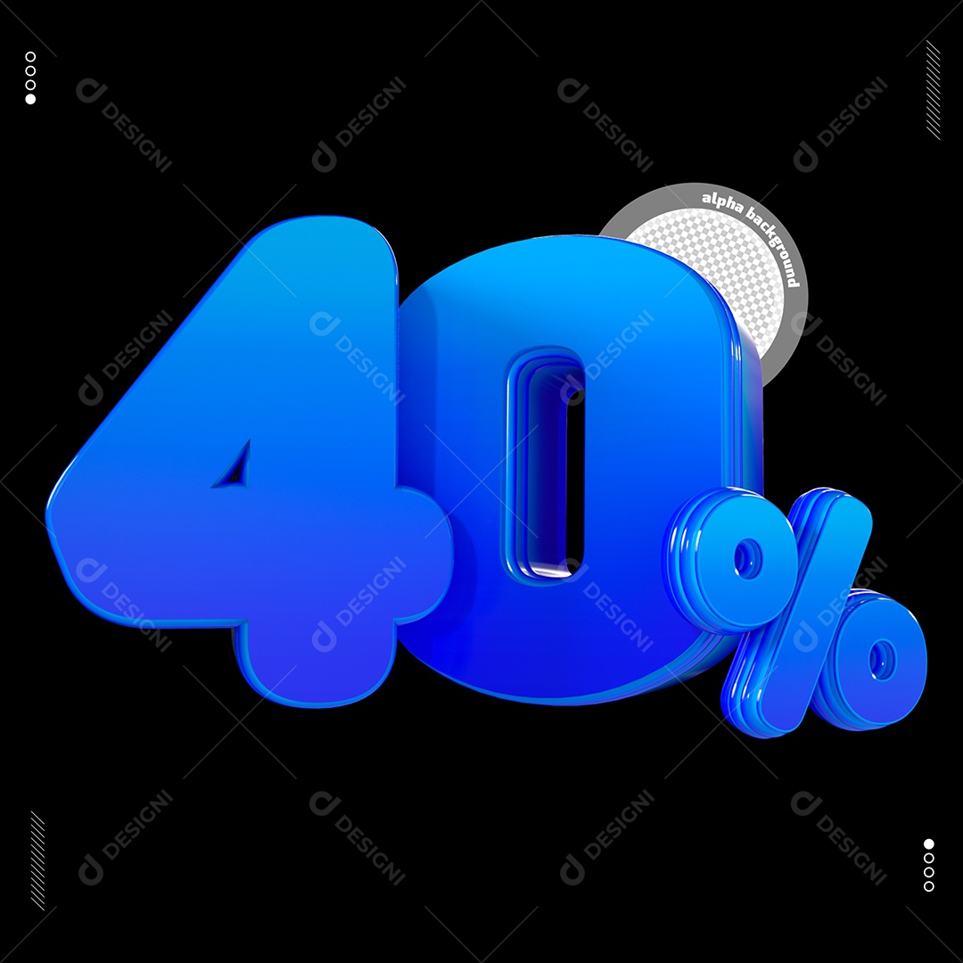 Número 40%  Azul Elemento Para Composição PSD