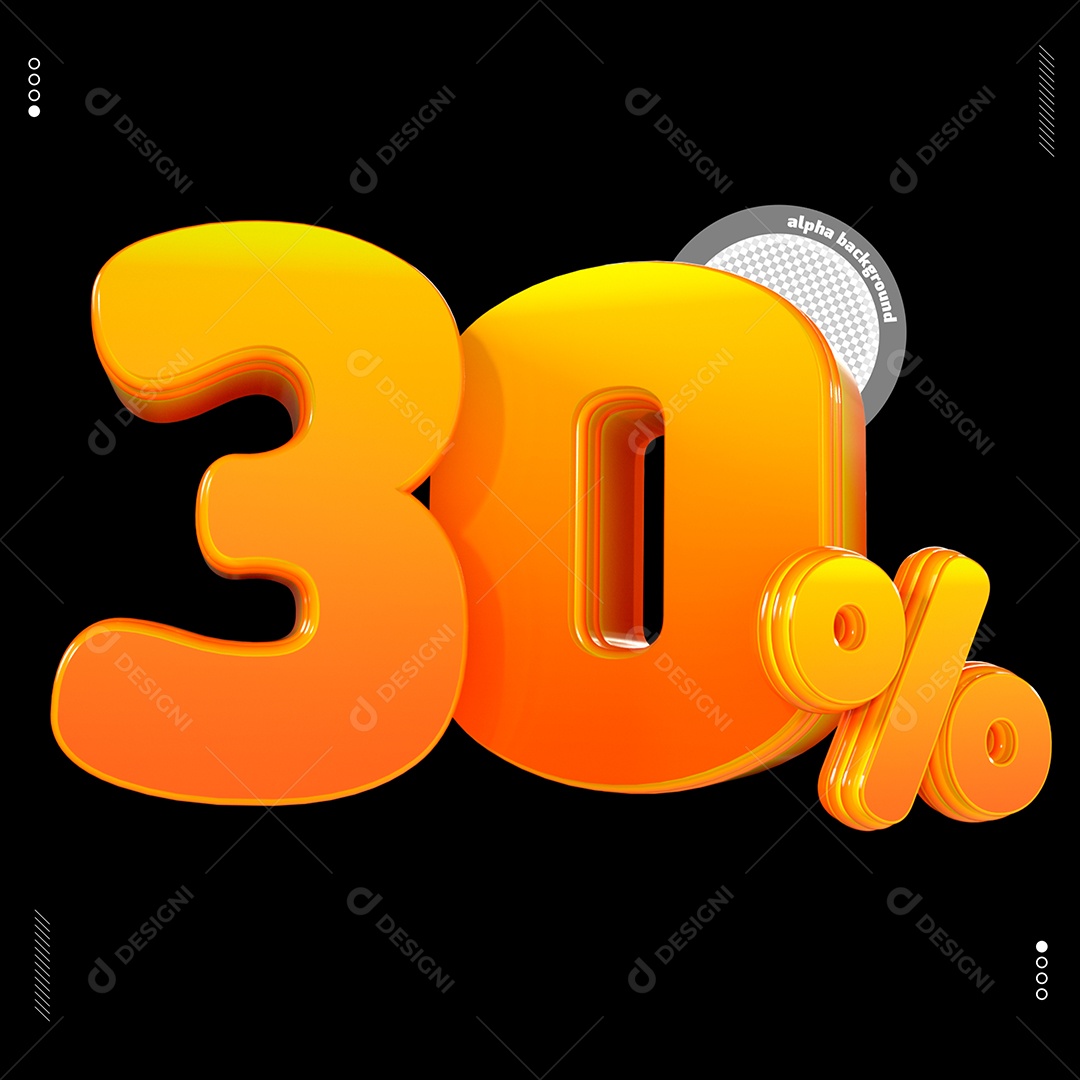Número 30%  Dourado Elemento Para Composição PSD