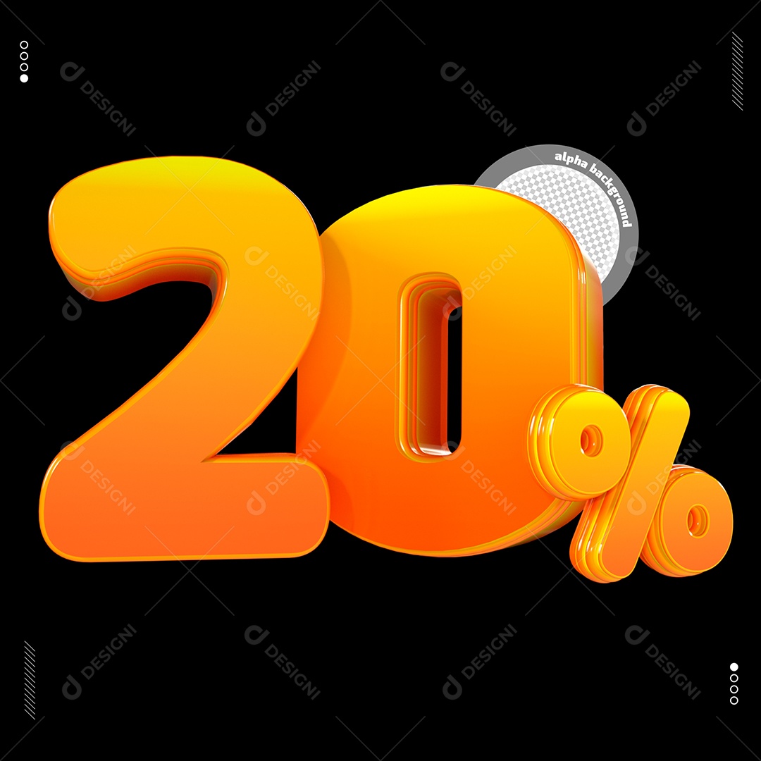 Número 20%  Dourado Elemento Para Composição PSD