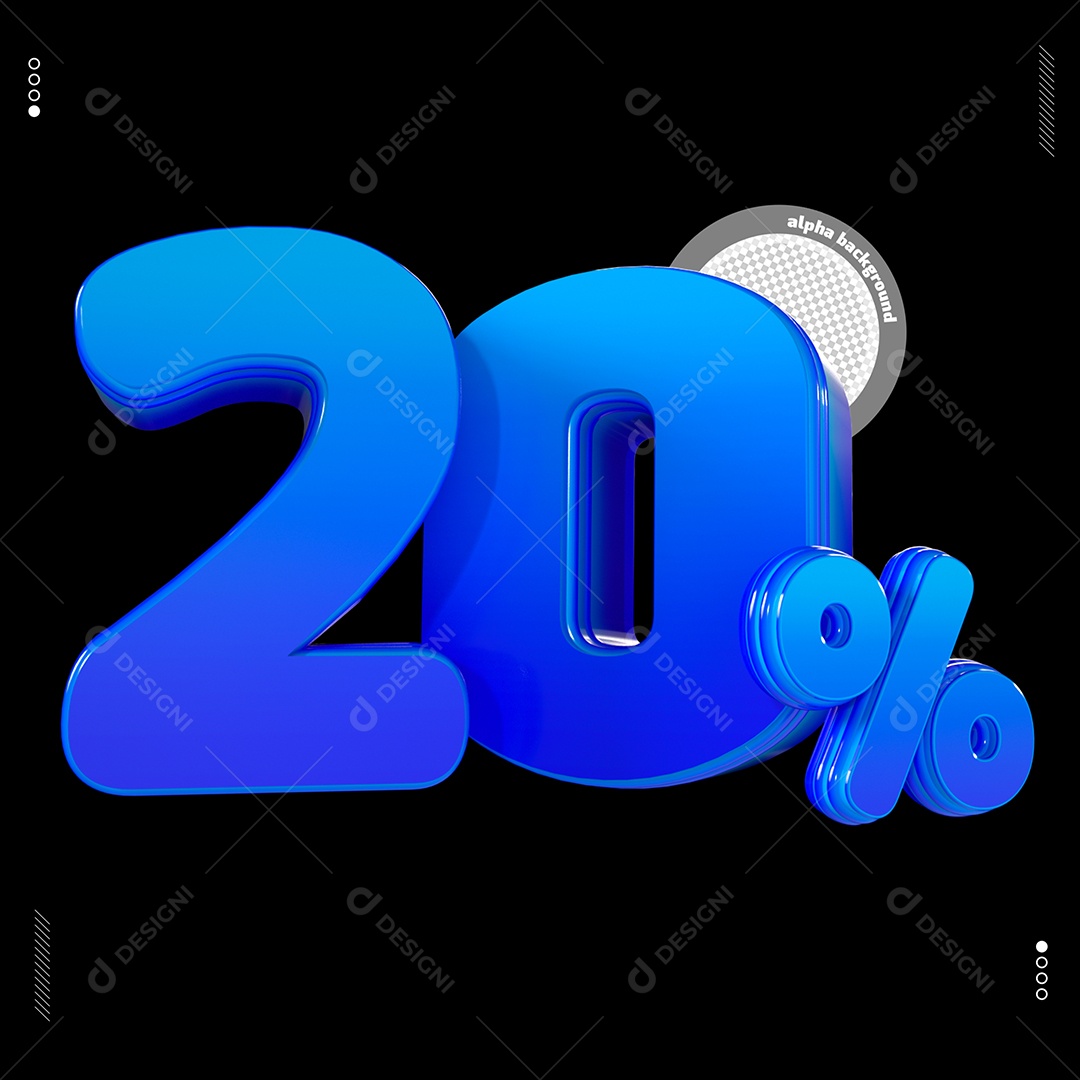 Número 20%  Azul Elemento Para Composição PSD