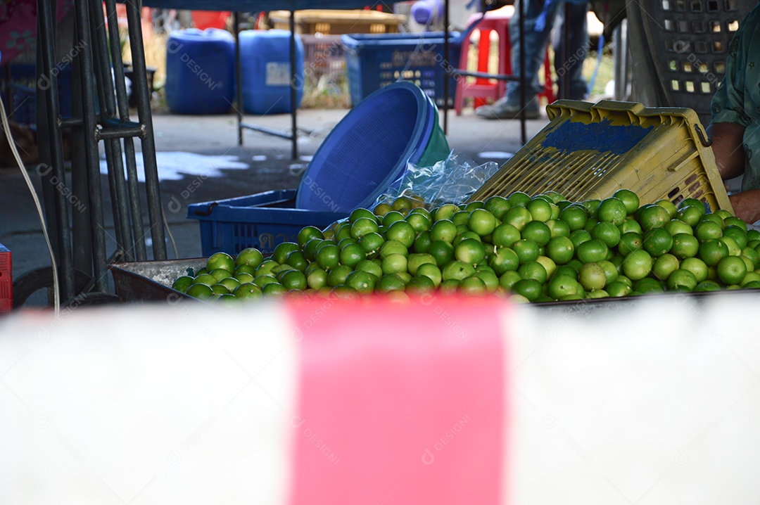 Feira com banca de limões