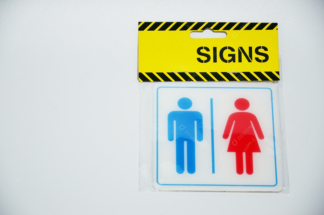 Placa de banheiro feminino e masculino