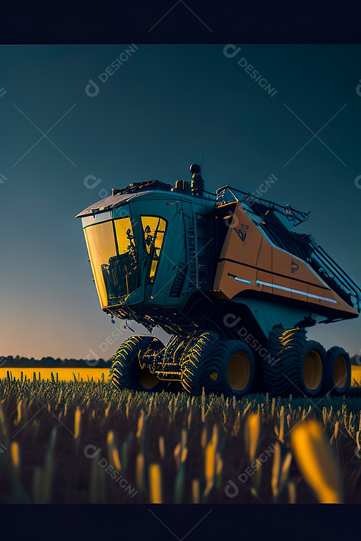 Colheitadeira colheita no campo.