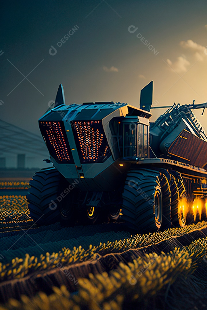 Colheitadeira colheita no campo.