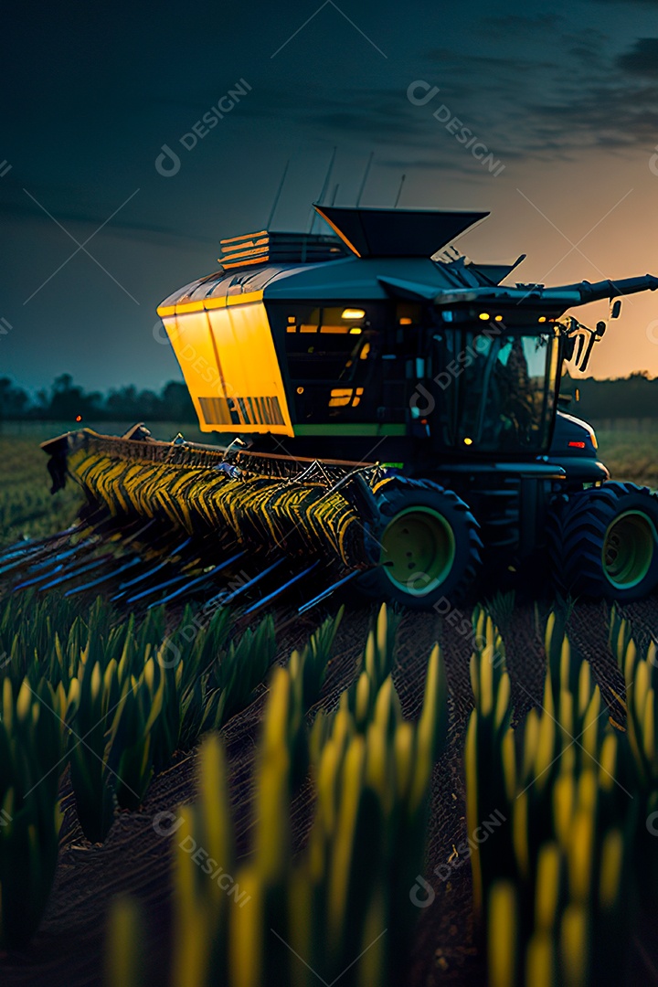 Colheitadeira colheita no campo.