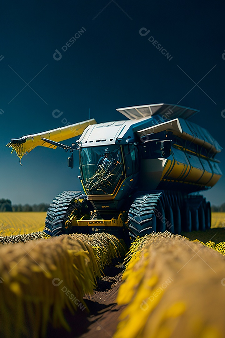 Colheitadeira colheita no campo.