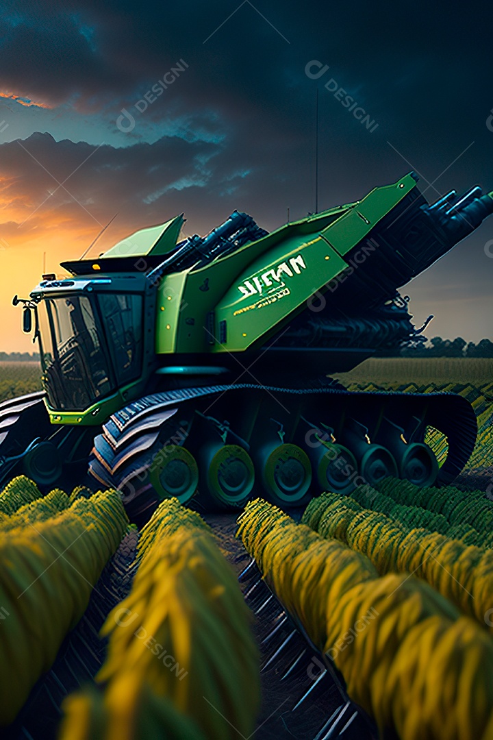 Colheitadeira colheita no campo.