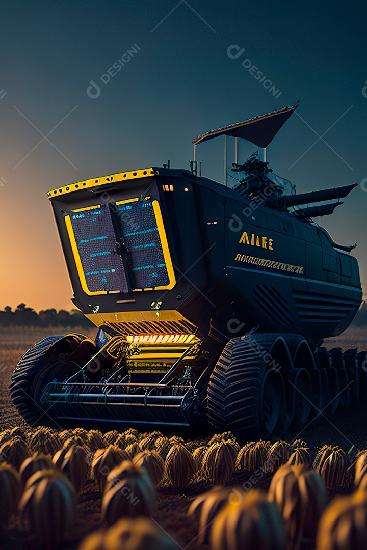 Colheitadeira colheita no campo.