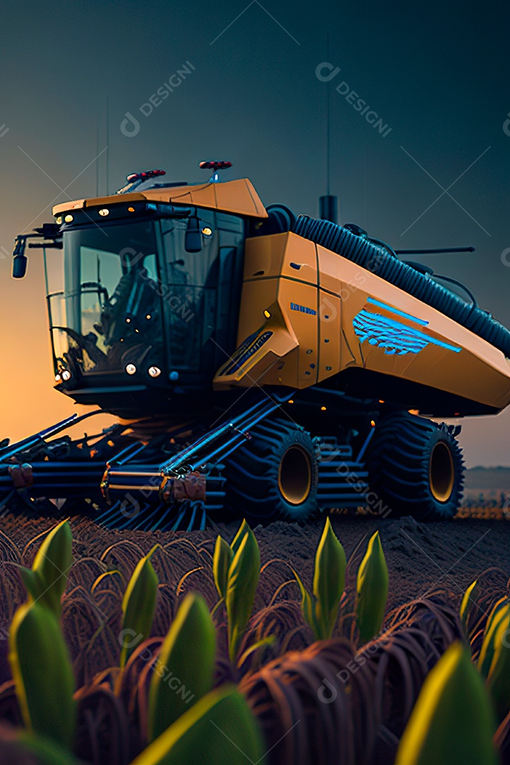 Colheitadeira colheita no campo.