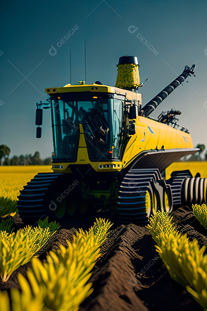 Colheitadeira colheita no campo.