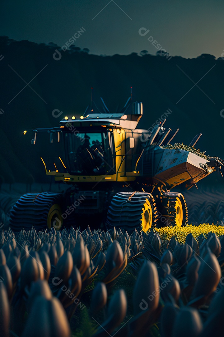 Colheitadeira colheita no campo.