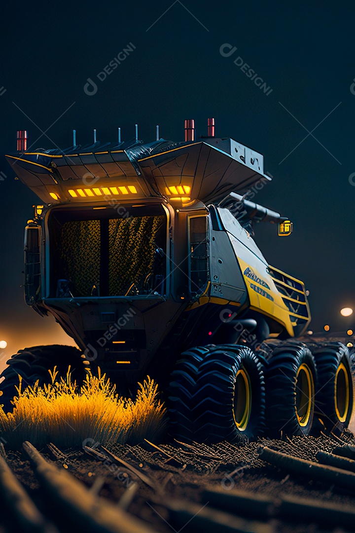 Colheitadeira colheita no campo.