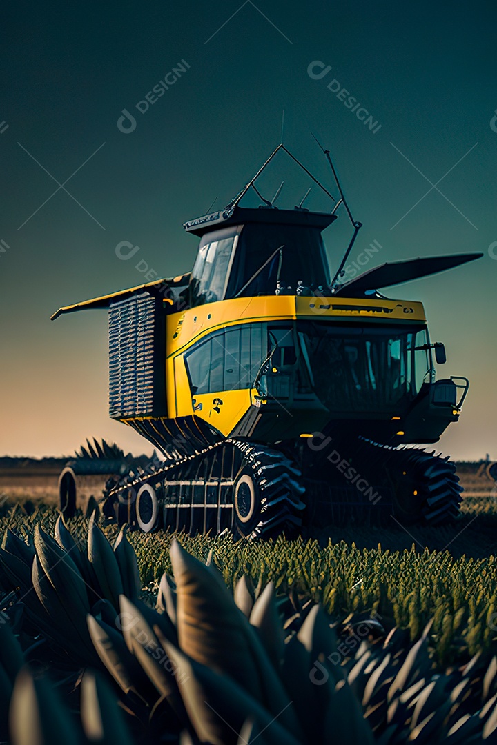 Colheitadeira colheita no campo.