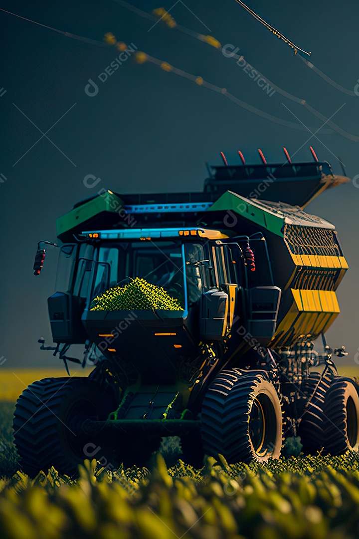 Colheitadeira colheita no campo.