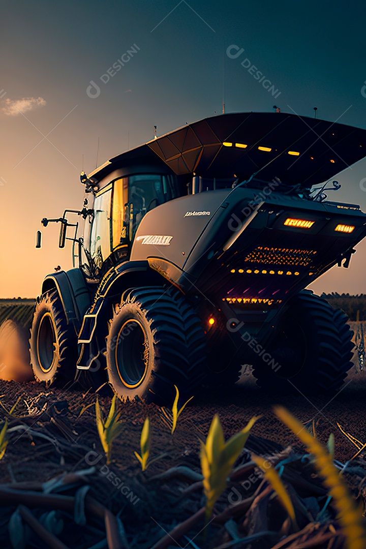 Colheitadeira colheita no campo.