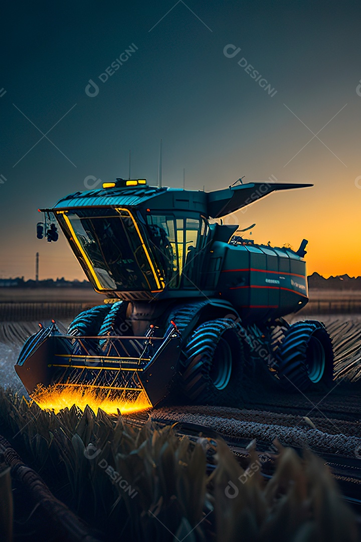 Colheitadeira colheita no campo.