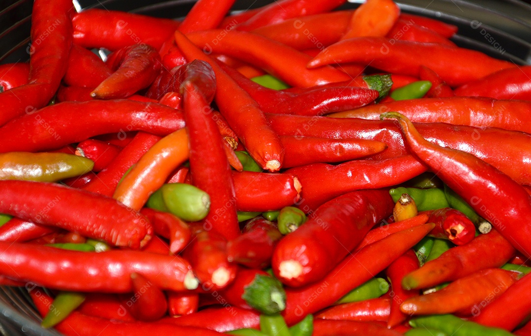 Vista de pimentas vermelhas