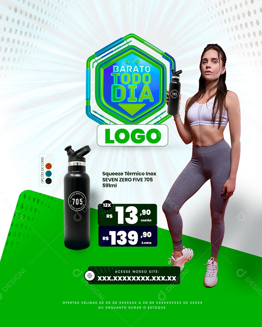 Barato todo Dia Social media 3D PSD Editável