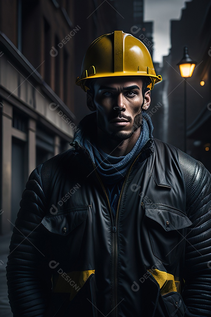 Homem trabalhador em uma cidade.