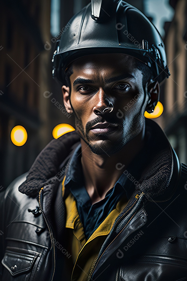 Homem trabalhador em uma cidade.