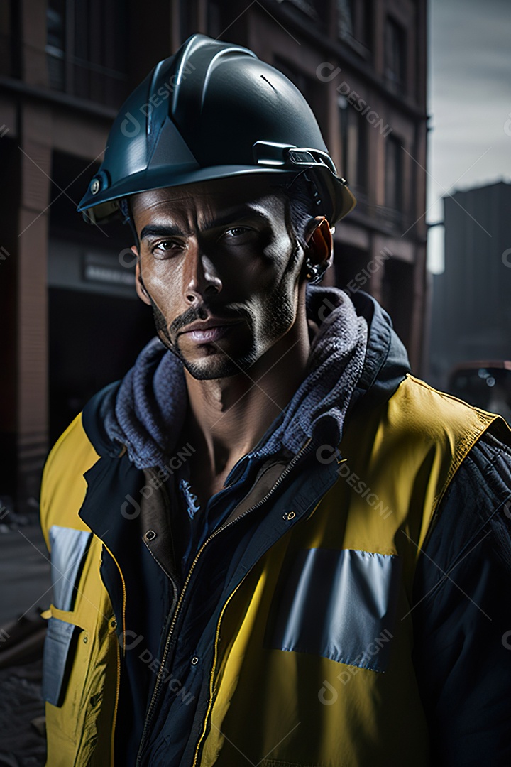 Homem trabalhador em uma cidade.