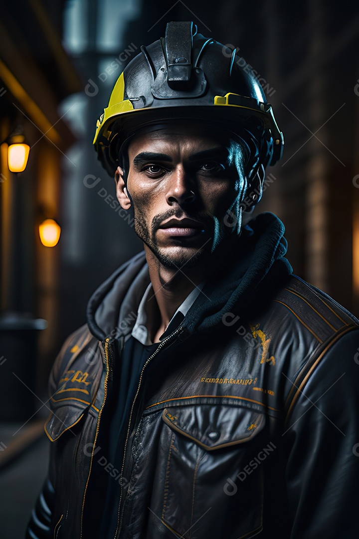 Homem trabalhador em uma cidade.