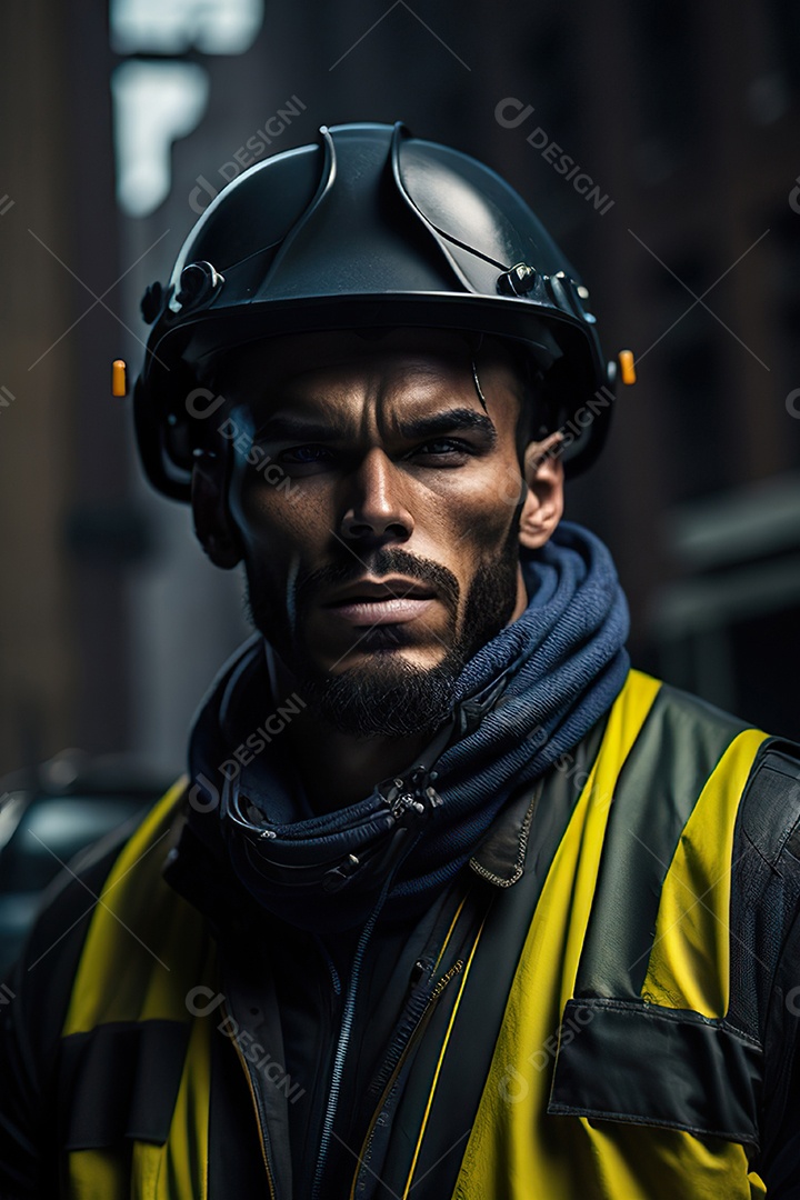 Homem trabalhador em uma cidade.