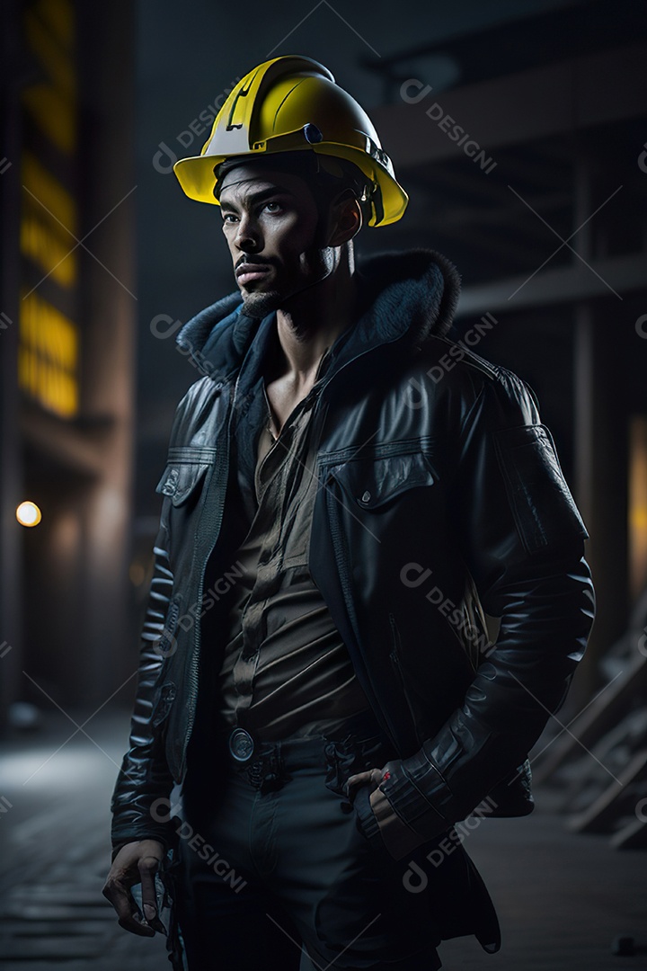 Homem trabalhador em uma cidade.