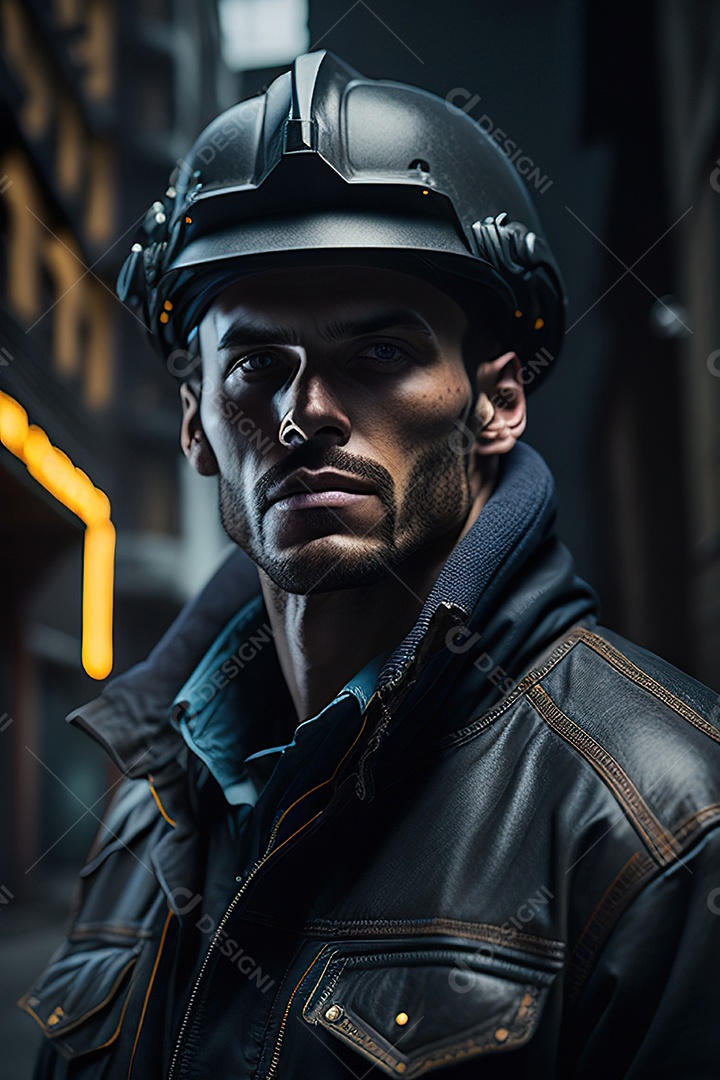 Homem trabalhador em uma cidade.