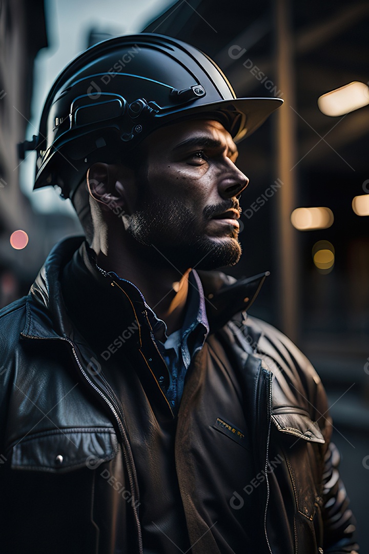 Homem trabalhador em uma cidade.